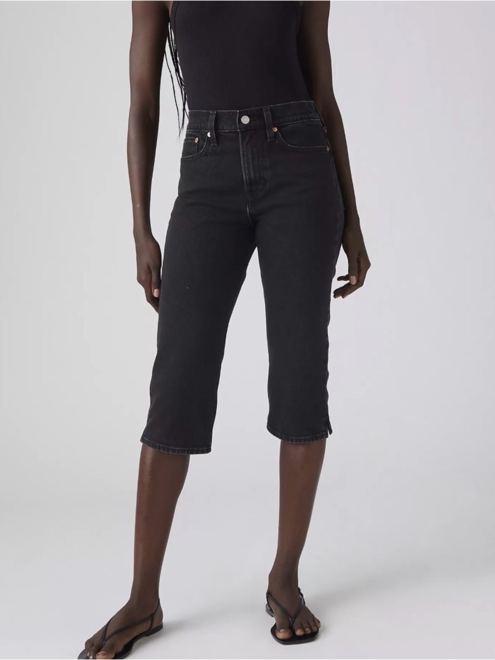 Riders by Lee Black Cropped Middle-Rise Straight Jeans Size 10
